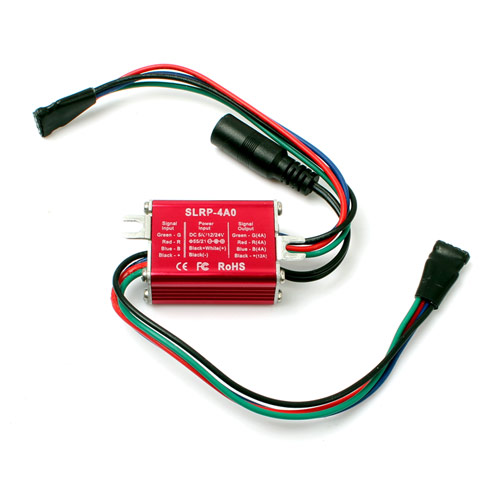 DC12/24V 4Ax3CH, IP65 Vodotěsný RGB LED opakovací zesilovač Společná anoda vhodná pro LED světelné pásy se změnou barvy