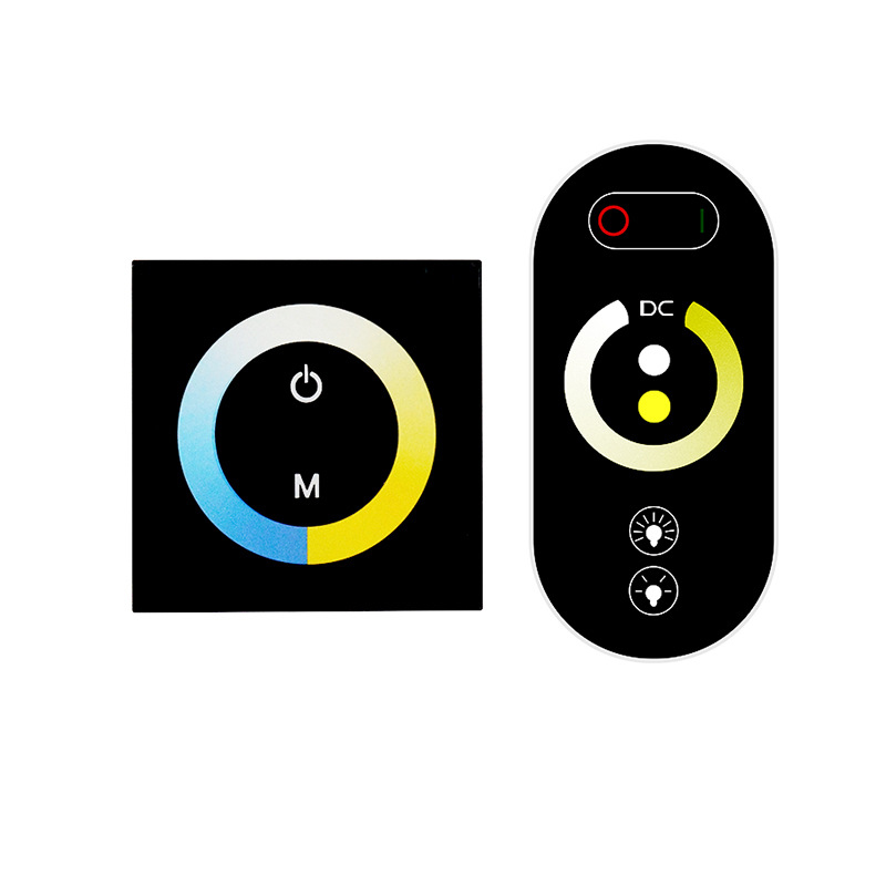 DC12/24V 2.4GHz, Wandinstallationsserie, Farbtemperatur der Glasscheibe, RF-Dimmer (Riemenscheibe) für CCT-LED-Beleuchtung