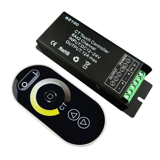 DC12/24V Max 24A 294W, univerzální s rozhraním RJ45 SYNC s dotykovým panelem 2.4GHz bezdrátový RF dvojitý bílý dotykový ovladač pro LED osvětlení
