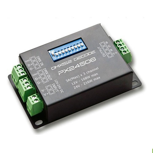 DC12/24V 3Ax3CH, Wit-Lighting DMX 512 Decoder-Treiber DMX512 PX24506 RGB-Controller für RGB-LED-Streifenlichter DC12/24V 3Ax3CH, Wit-Lighting DMX 512 Decoder-Treiber DMX512 PX24506 RGB-Controller für RGB-LED-Streifenlichter