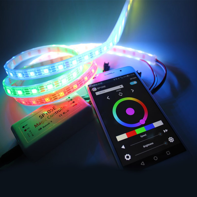 DC5/12/24V, SP105E Nový styl Dream Color LED Bluetooth Controller Controller pomocí IOS Android Smart iPhone zařízení pro 2801,2811,2812 LED pásková světla, LED pixel modul DC5/12/24V, SP105E Nový styl Dream Color LED Bluetooth Controller Controller pomocí IOS Android Smart iPhone zařízení pro 2801,2811,2812 LED pásková světla, LED pixel modul