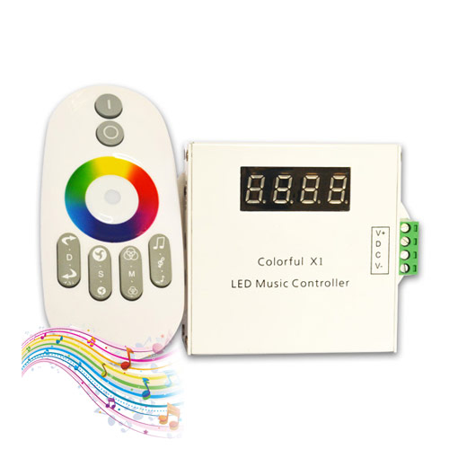 DC12/24V, interner 33-Arten-Modus, kabelloser RF-Touch-Fernbedienungs-LED-Musik-Controller aus Aluminium mit 3.5-mm-Audio für Traumfarben-LED-Streifen DC12/24V, interner 33-Arten-Modus, kabelloser RF-Touch-Fernbedienungs-LED-Musik-Controller aus Aluminium mit 3.5-mm-Audio für Traumfarben-LED-Streifen