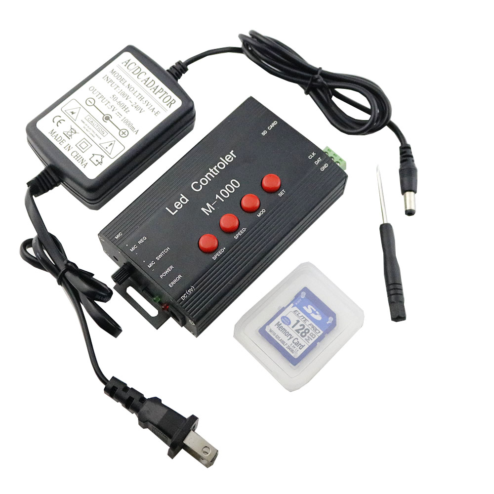 DC5V, max. 2048 Pixel, Pixelmodul der M-1000-Serie, Vollfarb-Musik-Controller, unterstützt Sprachsteuerung mit SD-Karte für programmierbare/adressierbare IC-LED-Beleuchtung