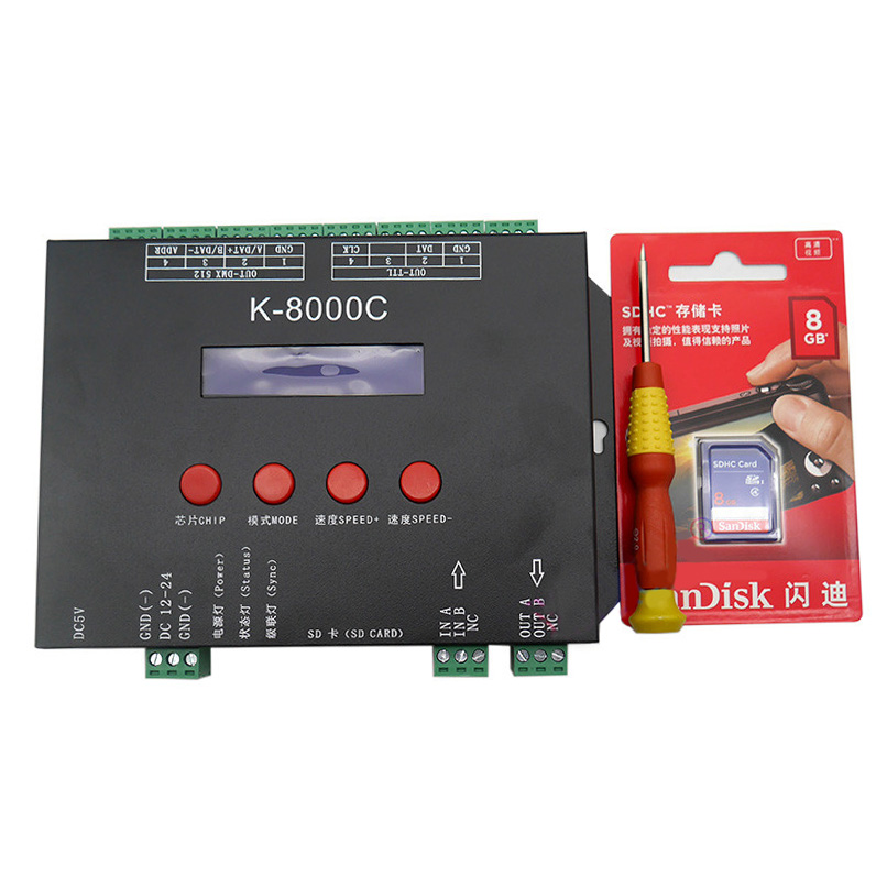 Offline 8 portů K-8000C Programovatelný RGB LED ovladač SD karta LED Pixel ovladač pro SPI/DMX Offline 8 portů K-8000C Programovatelný RGB LED ovladač SD karta LED Pixel ovladač pro SPI/DMX