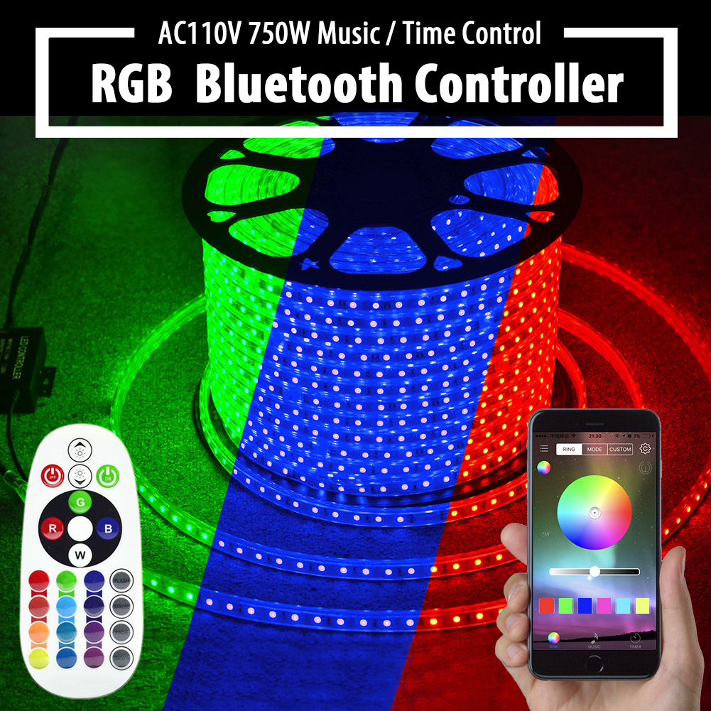 AC86-265V 1500W High Voltage Bluetooth Music RGB Controller With Amazon Alexa, Google Assistant, IFTTT, Google Nest WiFi AC Switch - Maximum Connect 164 feet AC110V RGB LED Tape Lights
