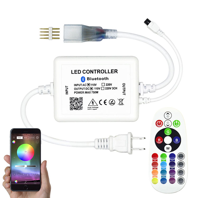 AC110V 750W WiFi/Buletooth Music IR Drahtloser Hochspannungs-RGB-Controller für Hochspannungs-LED-Bandlichter - Unterstützt Alexa, Google Home und Nest AC110V 750W WiFi/Buletooth Music IR Drahtloser Hochspannungs-RGB-Controller für Hochspannungs-LED-Bandlichter - Unterstützt Alexa, Google Home und Nest