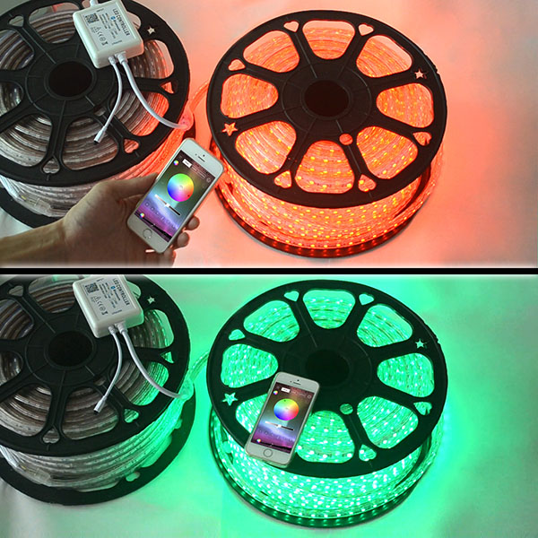 AC110V 750W WiFi/Buletooth Music IR Drahtloser Hochspannungs-RGB-Controller für Hochspannungs-LED-Bandlichter - Unterstützt Alexa, Google Home und Nest AC110V 750W WiFi/Buletooth Music IR Drahtloser Hochspannungs-RGB-Controller für Hochspannungs-LED-Bandlichter - Unterstützt Alexa, Google Home und Nest