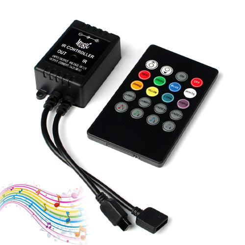 DC12/24 V 2A3CH Max 72 W LED-Musik-Controller mit 20 Tasten RF-Fernbedienung für 3528 5050 Farbwechsel-LED-Lichtstreifen oder Module