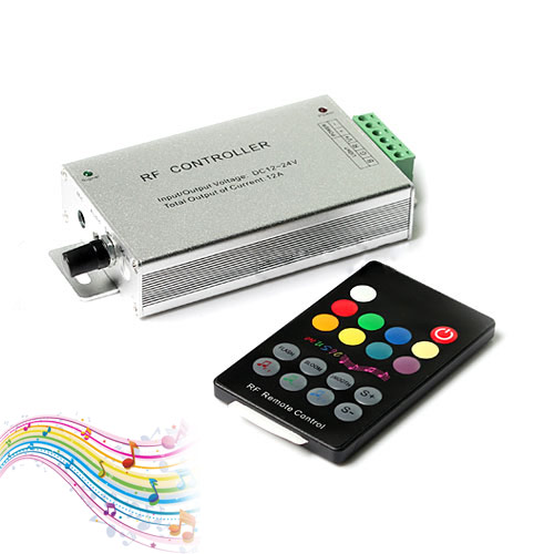 DC12/24V 3A4CH Max 144W, LED hudební ovladač Zvukový radiofrekvenční pódium s barovými auty, IR dálkové ovládání RGB proužky nebo moduly