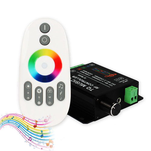 DC12/24V 6A3CH Max 216W, LED ovladač hudebního rytmu Rozpoznávání zvuku pro KTV bar nebo auta, IR dálkové ovládání RGB proužky nebo moduly