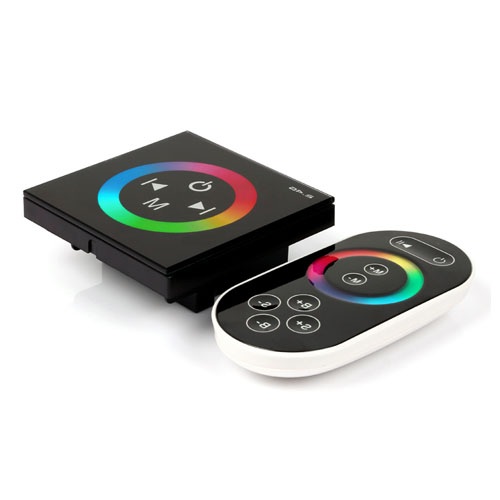 DC12/24V Max 12A 4A3CH, Wandinstallationsserie, Glaspanel-RGB-Controller mit RF-Touch-Fernbedienung für RGB-LED-Streifen