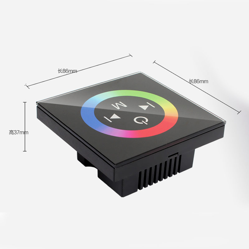 DC12/24V Max 12A 4A3CH, Wandinstallationsserie, Glaspanel-RGB-Controller mit RF-Touch-Fernbedienung für RGB-LED-Streifen DC12/24V Max 12A 4A3CH, Wandinstallationsserie, Glaspanel-RGB-Controller mit RF-Touch-Fernbedienung für RGB-LED-Streifen