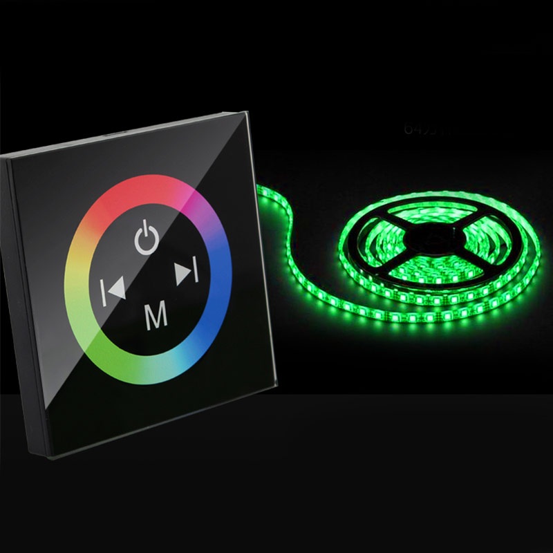 DC12/24V Max 12A 4A3CH, Wandinstallationsserie, Glaspanel-RGB-Controller mit RF-Touch-Fernbedienung für RGB-LED-Streifen DC12/24V Max 12A 4A3CH, Wandinstallationsserie, Glaspanel-RGB-Controller mit RF-Touch-Fernbedienung für RGB-LED-Streifen