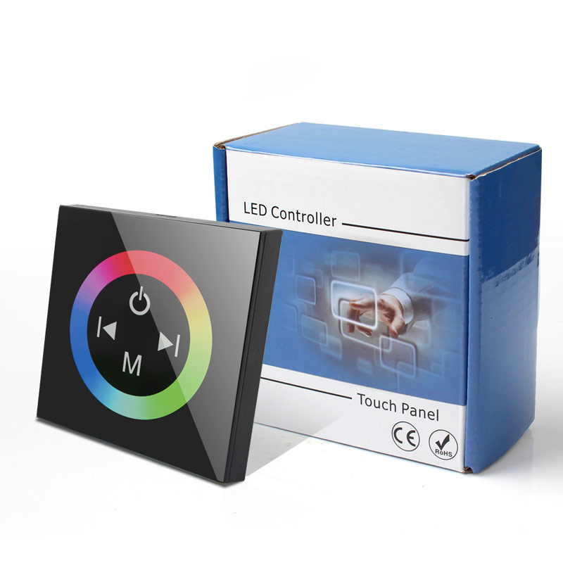 DC12/24V Max 12A 4A3CH, Wandinstallationsserie, Glaspanel-RGB-Controller mit RF-Touch-Fernbedienung für RGB-LED-Streifen DC12/24V Max 12A 4A3CH, Wandinstallationsserie, Glaspanel-RGB-Controller mit RF-Touch-Fernbedienung für RGB-LED-Streifen