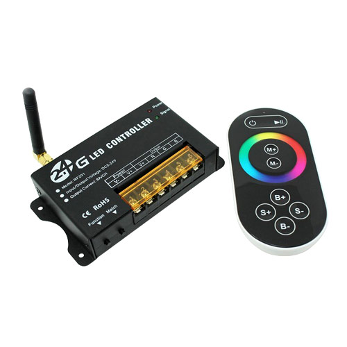 DC5-12/24V Max 24A 8A3CH, 2.4GHz 30M Ovládací dotykový panel LED RGB Bezdrátový RF dálkový ovladač pro LED pásy se změnou barvy