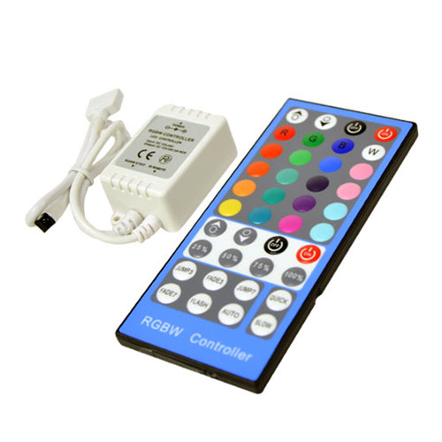 DC12/24V Max 8A 4Ax2CH, universeller Mini-LED-RGBW-Controller mit 40-Tasten-RF-Infrarot-Fernbedienung für RGBW-Streifen oder Glühbirnen