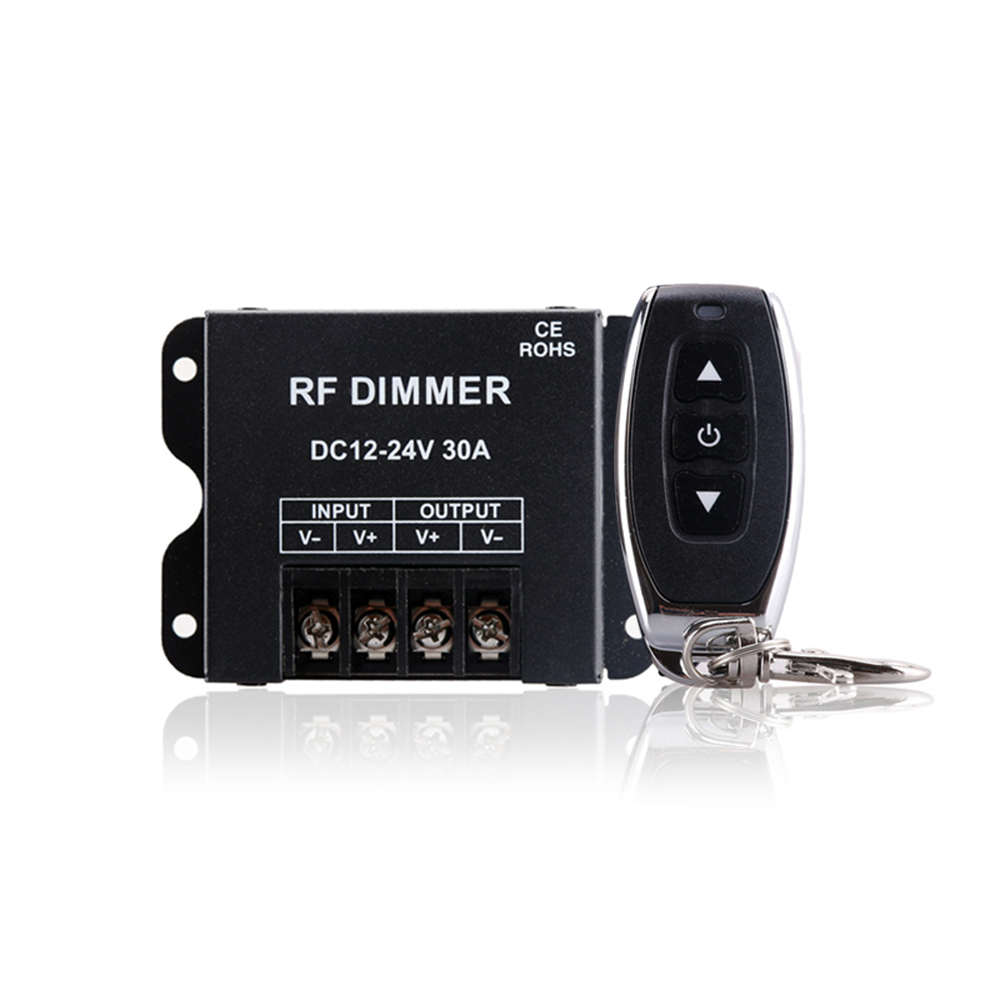 LED Light Strip Dimmer, DC 12V-24V 30A PWM Dimming Controller for