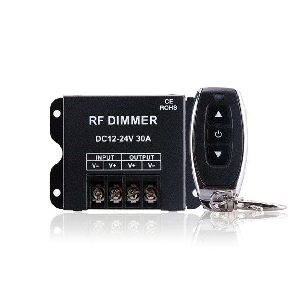 DC12-24V Max 30A, Univerzální PWM digitální ovladač stmívače jasu se 3 tlačítky RF dálkový ovladač Použití pro jednobarevná LED pásková světla 5050 3528 2835SMD DC12-24V Max 30A, Univerzální PWM digitální ovladač stmívače jasu se 3 tlačítky RF dálkový ovladač Použití pro jednobarevná LED pásková světla 5050 3528 2835SMD