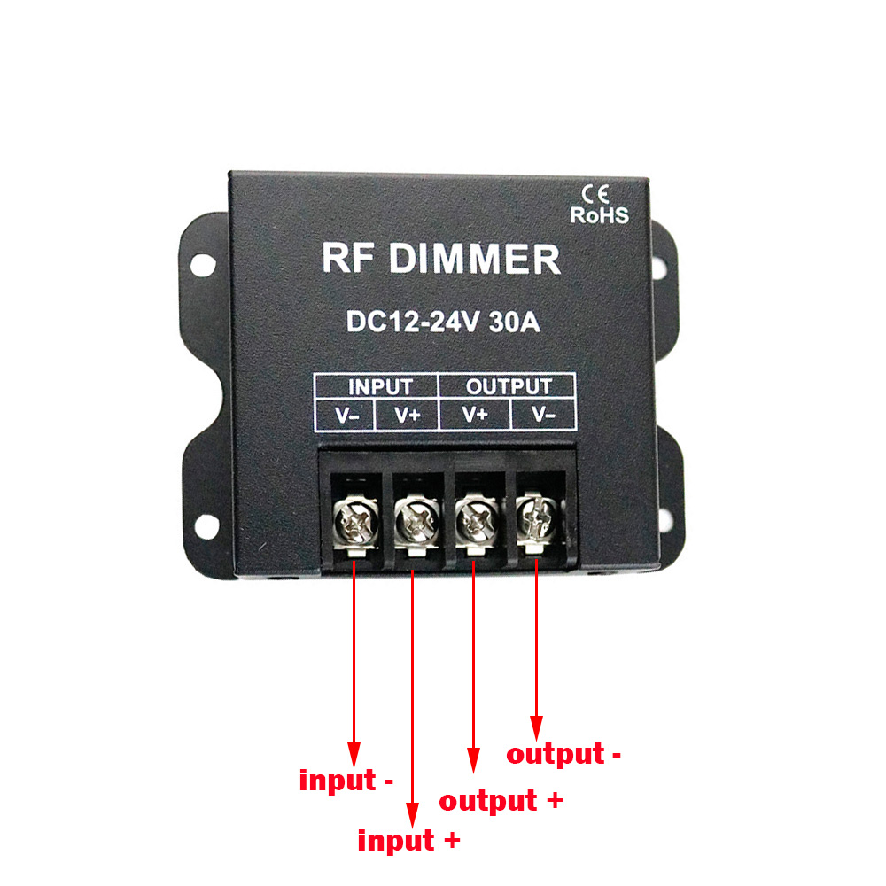 DC12-24V Max 30A, Univerzální PWM digitální ovladač stmívače jasu se 3 tlačítky RF dálkový ovladač Použití pro jednobarevná LED pásková světla 5050 3528 2835SMD DC12-24V Max 30A, Univerzální PWM digitální ovladač stmívače jasu se 3 tlačítky RF dálkový ovladač Použití pro jednobarevná LED pásková světla 5050 3528 2835SMD