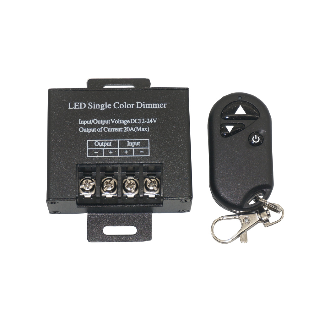 DC12–24 V, max. 20 A, digitaler PWM-Helligkeitsdimmer mit 3 Tasten, kabelloser RF-Fernbedienung, Potentiometer-Controller, für einfarbige 5050/3528/2835SMD-LED-Streifenlichter DC12–24 V, max. 20 A, digitaler PWM-Helligkeitsdimmer mit 3 Tasten, kabelloser RF-Fernbedienung, Potentiometer-Controller, für einfarbige 5050/3528/2835SMD-LED-Streifenlichter