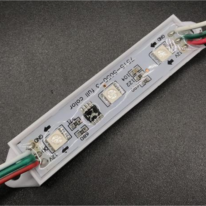 DC12V 0.96W FRGB Farbwechsel 75*15mm SMD5050 Hoher CRI 90 Superhelle lineare Schildermodule, adressierbare LED-Pixelmodulleuchten, 20 Stück/String