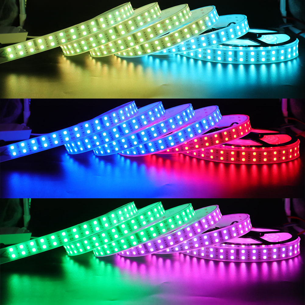Dual Row TM1812 Series Flexible LED Strip Lights, Programmable Pixel Full Color Chasing, Outdoor Waterproof optional, 600LEDs 16.4ft Per Reel By Sale