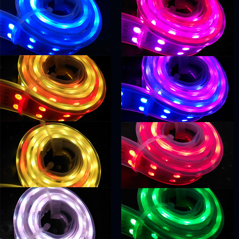 Flexibilní LED pásková světla řady TM1812 se dvěma řadami, programovatelné zachycování plné barvy pixelů, volitelné venkovní vodotěsné, 600 LED 16.4 stop na kotouč v prodeji Flexibilní LED pásková světla řady TM1812 se dvěma řadami, programovatelné zachycování plné barvy pixelů, volitelné venkovní vodotěsné, 600 LED 16.4 stop na kotouč v prodeji