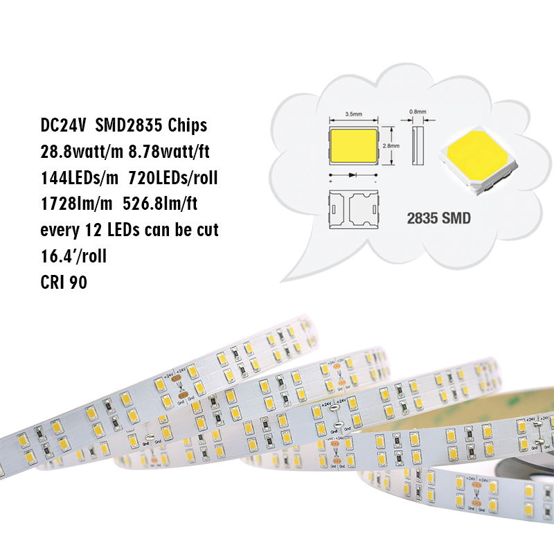 Double Row Super Bright Series DC24V 2835SMD 720LEDs Flexible LED Strip Lights Indoor Lighting 16.4ft Per Reel By Sale Double Row Super Bright Series DC24V 2835SMD 720LEDs Flexible LED Strip Lights Indoor Lighting 16.4ft Per Reel By Sale