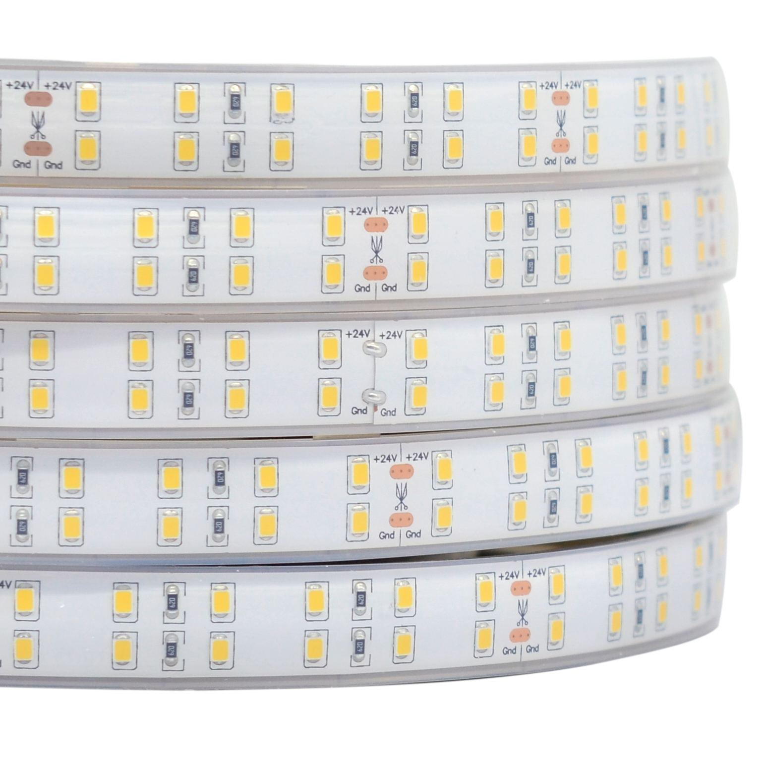 Dvouřadá řada DC24V 2835SMD 720LEDs Flexibilní LED pásová světla Venkovní osvětlení Vodotěsné Volitelné 16.4 stop na cívku Prodejem