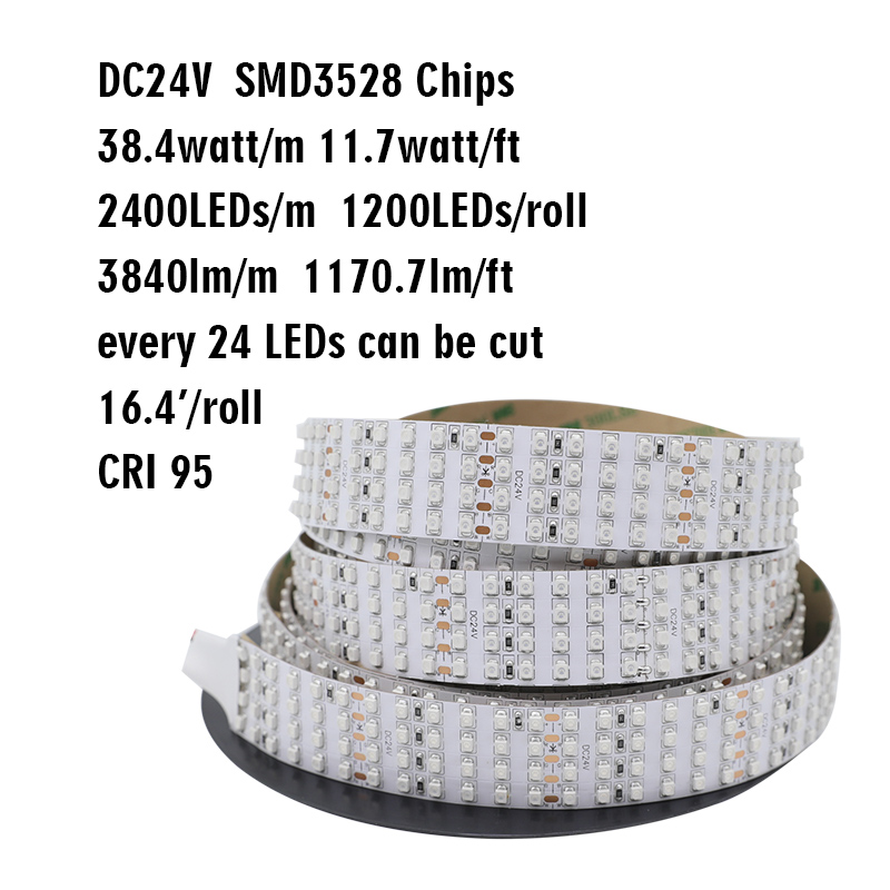 High CRI Super Bright LEDs Quad Row Yellow LED Strips Lights - 3825SMD DC24V Flexible LED Strips