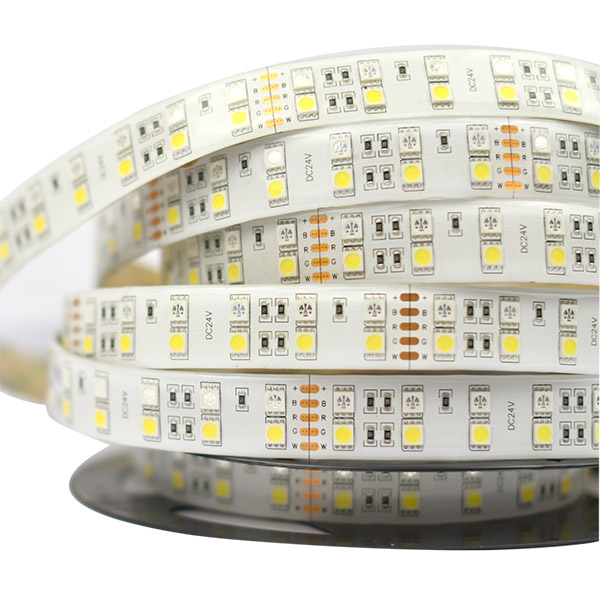 RGB+W-LED-Leuchten mit Farbwechsel – 120 LEDs/m LED-Streifen mit hoher Dichte – 12 V/24 V, zweireihig