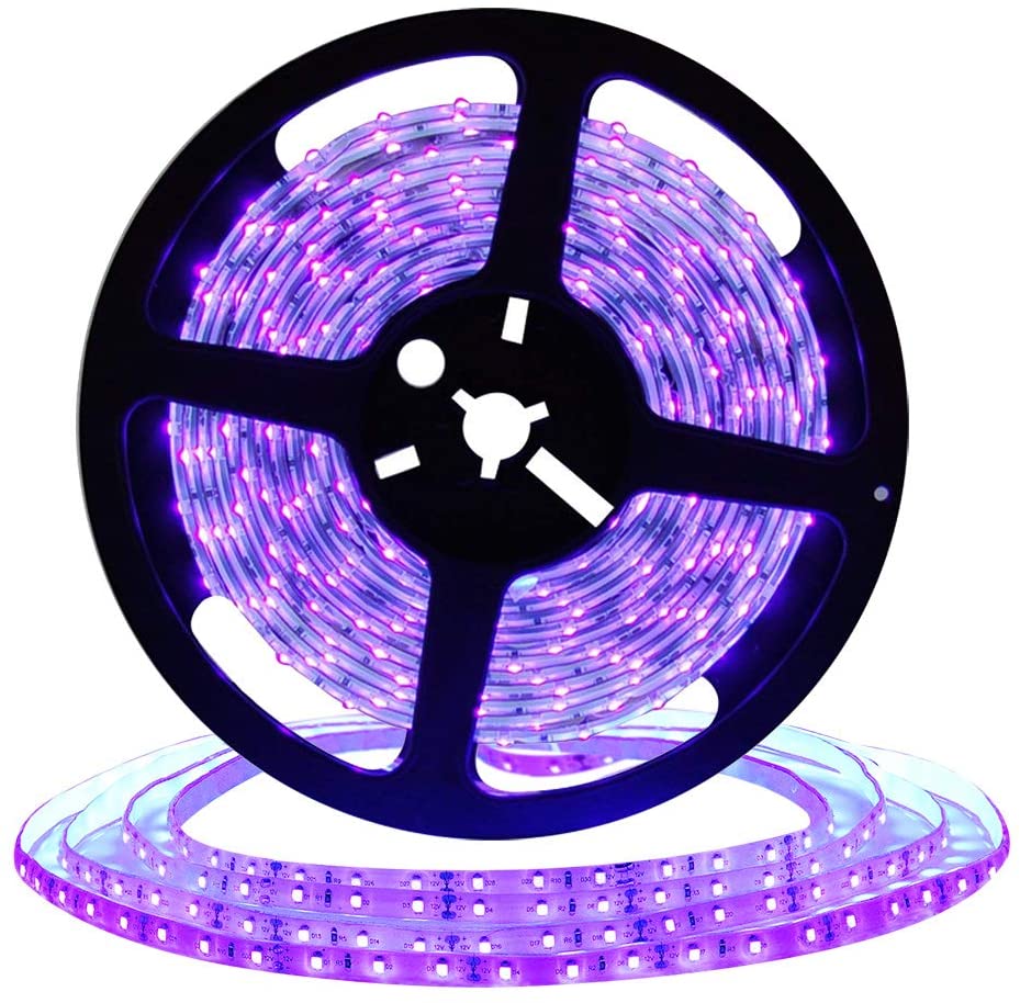 395-405nm DC12V 3528SMD UV Black Light White/Black PCB 600LEDs Flex LED Strips, Apply for Medical, Currency Validation