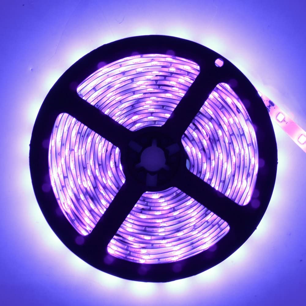 DC24V UV (Ultraviolett) LED-Streifen 395–405 nm, flexibles LED-Schwarzlicht in weißer Leiterplatte, für Sterilisation, Halloween-Party DC24V UV (Ultraviolett) LED-Streifen 395–405 nm, flexibles LED-Schwarzlicht in weißer Leiterplatte, für Sterilisation, Halloween-Party