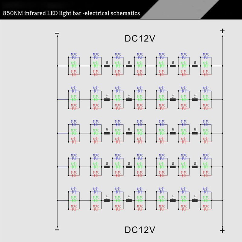 12*LED 5mm 850nm IR Infrared Panel For night verison camera lighting 12VDC 