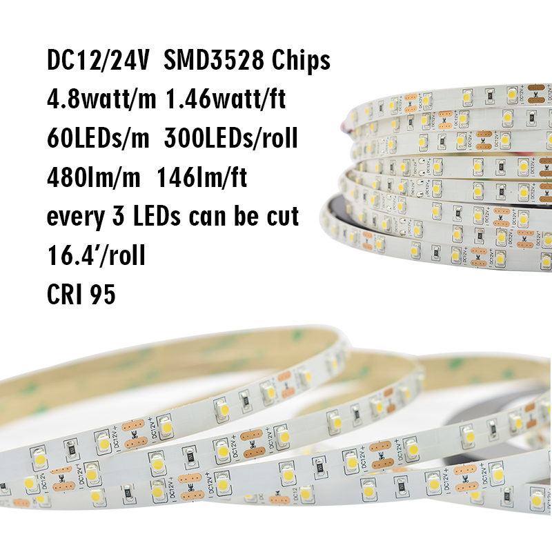 Single Row Series DC12/24V 3528SMD 300LEDs Flexible LED Strip Lights, Indoor Lighting, Non Waterproof, 16.4ft Per Reel By Sale Single Row Series DC12/24V 3528SMD 300LEDs Flexible LED Strip Lights, Indoor Lighting, Non Waterproof, 16.4ft Per Reel By Sale