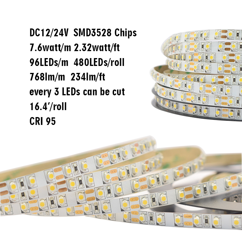 Single Row Series DC12/24V 3528SMD 480LEDs Flexible LED Strip Lights, Home Lighting, Non Waterproof, 16.4ft Per Reel By Sale