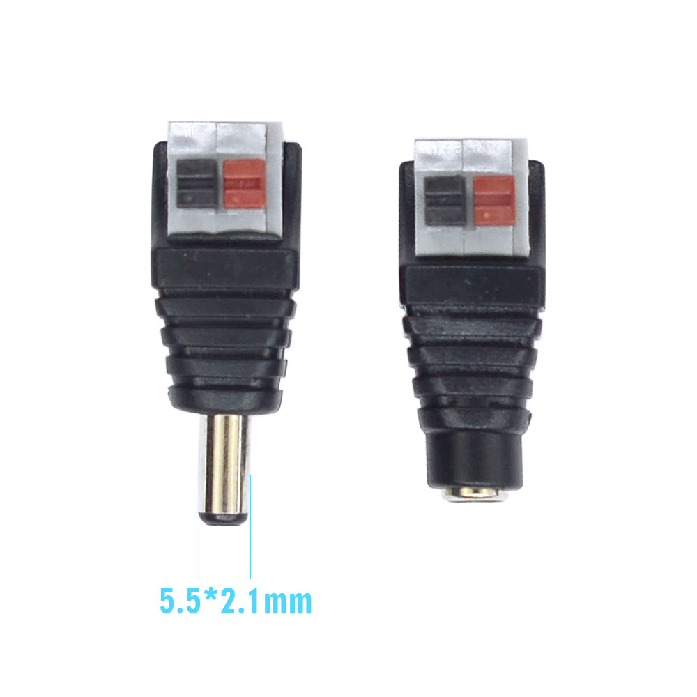 Männlich Weiblich Schraubenlose 2Pin Einfarbige LED-Streifenbeleuchtung Schnelle Stromversorgung 5.5 * 2.1 mm DC-Anschlusszubehör