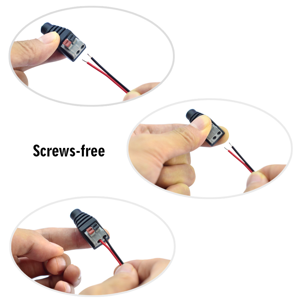 Männlich Weiblich Schraubenlose 2Pin Einfarbige LED-Streifenbeleuchtung Schnelle Stromversorgung 5.5 * 2.1 mm DC-Anschlusszubehör