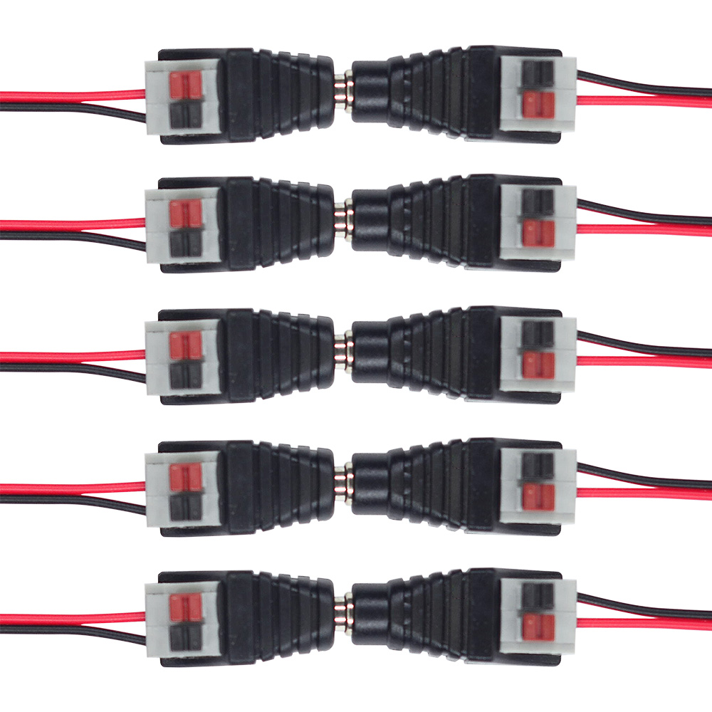 Männlich Weiblich Schraubenlose 2Pin Einfarbige LED-Streifenbeleuchtung Schnelle Stromversorgung 5.5 * 2.1 mm DC-Anschlusszubehör