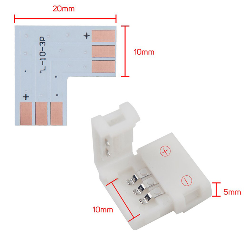 3PIN 10 mm Breite rechtwinkliger L-förmiger lötfreier Eckverbinder für ws2811 ws2812b SK6812 LED-Streifen, kein Löten 3PIN 10 mm Breite rechtwinkliger L-förmiger lötfreier Eckverbinder für ws2811 ws2812b SK6812 LED-Streifen, kein Löten