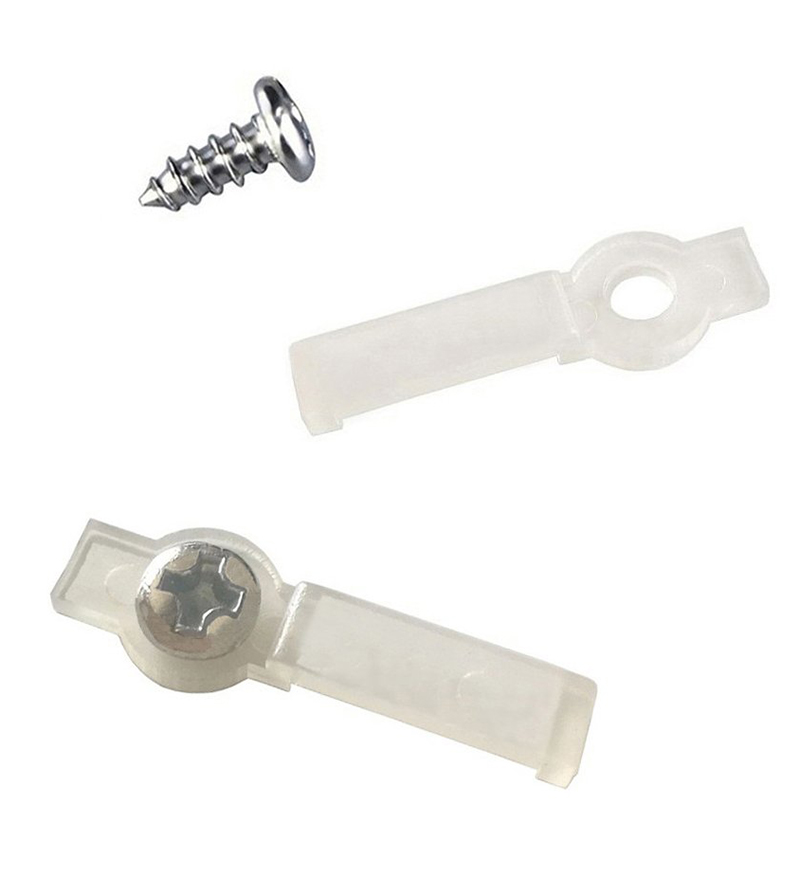 10 Stück Montagehalterungs-Clips für 10 mm breite 3528 2835 5050 5630 3014 SMD-LED-Streifen, einseitige Befestigung, 10 Stück Schrauben im Lieferumfang enthalten (transparenter Typ).
