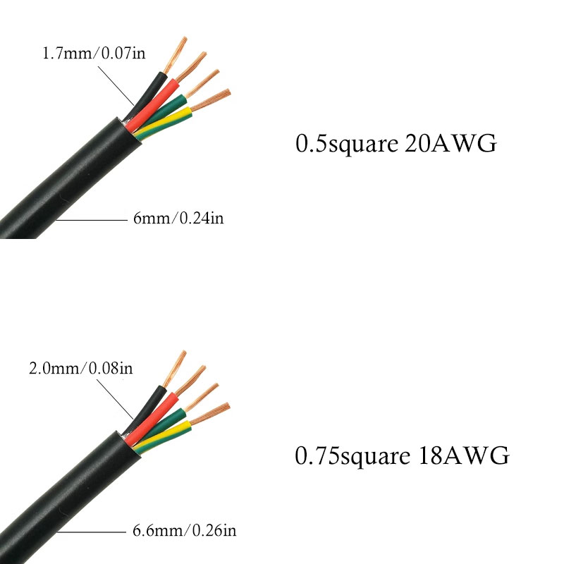 4kolíkový 20AWG/4*0.5mm RGB měděné jádro RVV Bílý PVC plášť Vodotěsný napájecí kabel pro vysoce výkonné RGB LED páskové osvětlení, 3.28 stop/1 m na prodej 4kolíkový 20AWG/4*0.5mm RGB měděné jádro RVV Bílý PVC plášť Vodotěsný napájecí kabel pro vysoce výkonné RGB LED páskové osvětlení, 3.28 stop/1 m na prodej