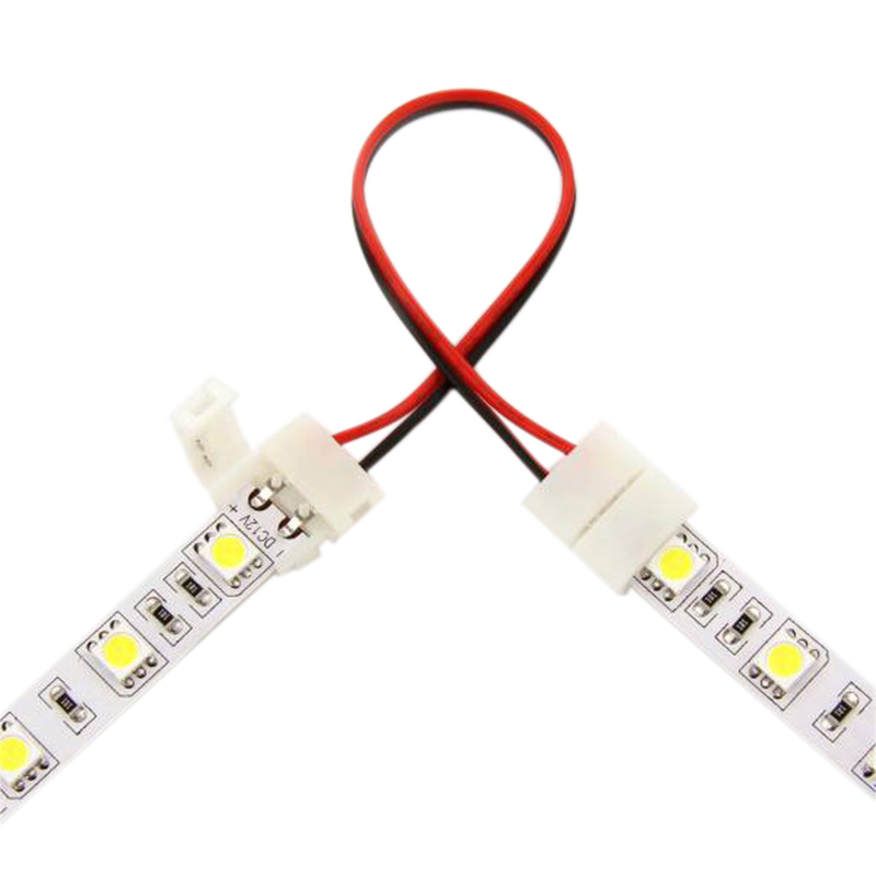2kolíkový 5/8/10 mm dvouhlavý nepájivý LED rychlý konektor pro jednobarevné LED světelné pásy 2kolíkový 5/8/10 mm dvouhlavý nepájivý LED rychlý konektor pro jednobarevné LED světelné pásy