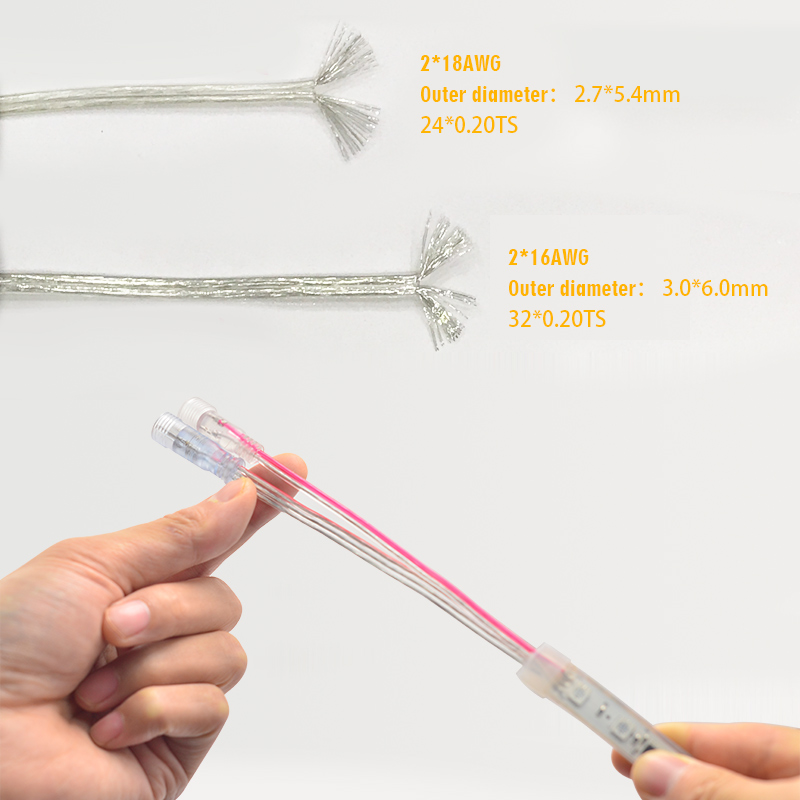 IP68 Venkovní voděodolný 2kolíkový napájecí kabel 18AWG/16AWG, 1m/3.28\' IP68 Venkovní voděodolný 2kolíkový napájecí kabel 18AWG/16AWG, 1m/3.28\'