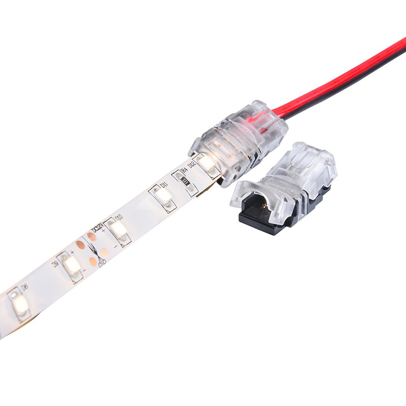 2-polige 8/10-mm-LED-Schnellanschlussplatine an 1.64 Fuß langes Stromkabel für wasserdichte LED-Streifen