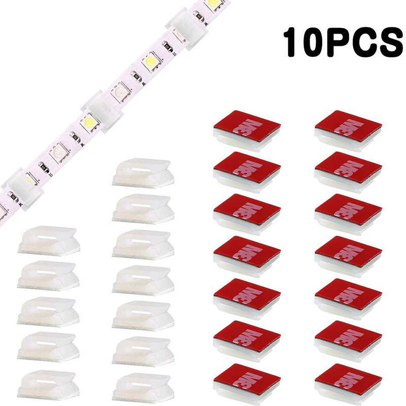 Montážní klipy na LED pásek Samolepící 3M LED světelné úchyty Montážní držáky Držák kabelové svorky Organizér pro 8~12mm široké LED pásy, 10ks/balení