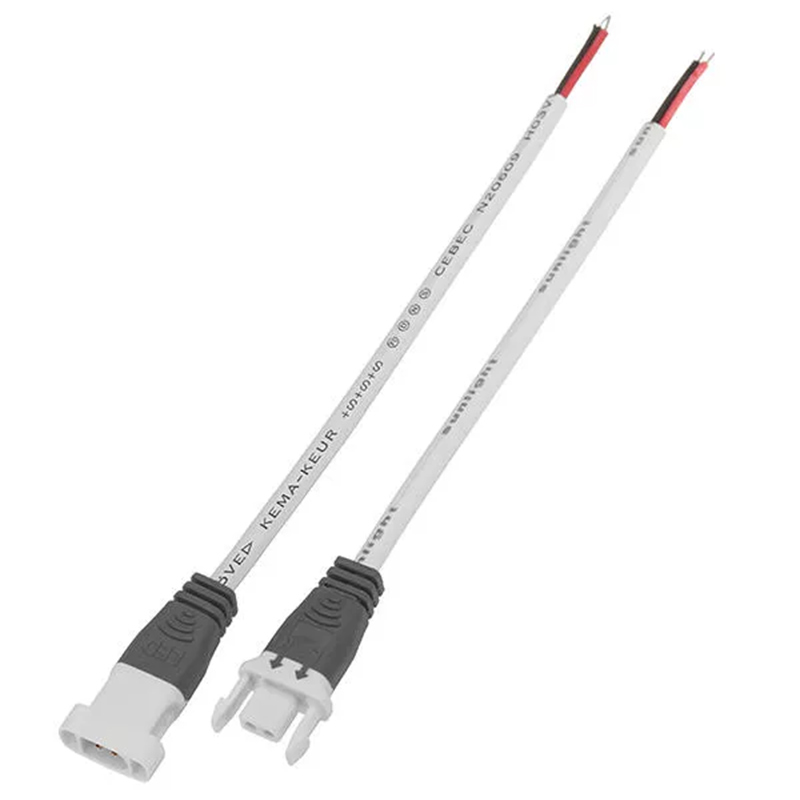 2-poliges graues Anschlusskabel für LED-Lichtleisten mit Stecker und Buchse 2-poliges graues Anschlusskabel für LED-Lichtleisten mit Stecker und Buchse