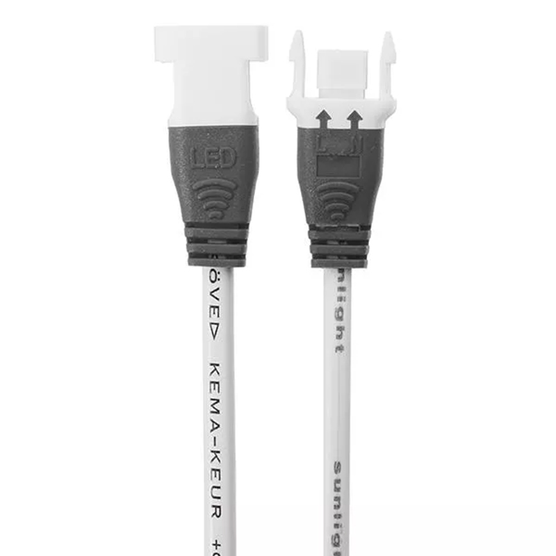 2-poliges graues Anschlusskabel für LED-Lichtleisten mit Stecker und Buchse 2-poliges graues Anschlusskabel für LED-Lichtleisten mit Stecker und Buchse