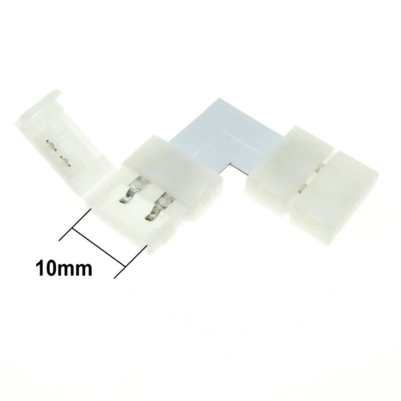 Tvar L 2kolíkový jednobarevný LED bezpájecí konektor pro 10mm 2kolíkové flexibilní LED páskové osvětlení Tvar L 2kolíkový jednobarevný LED bezpájecí konektor pro 10mm 2kolíkové flexibilní LED páskové osvětlení