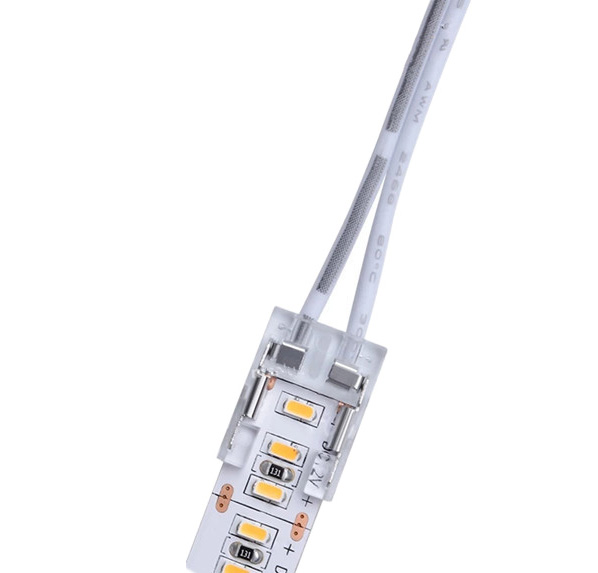 8/10 mm široký 2kolíkový jednokoncový COB LED pásek s vysokou hustotou Rychlý konektor s 10 cm drátem 8/10 mm široký 2kolíkový jednokoncový COB LED pásek s vysokou hustotou Rychlý konektor s 10 cm drátem